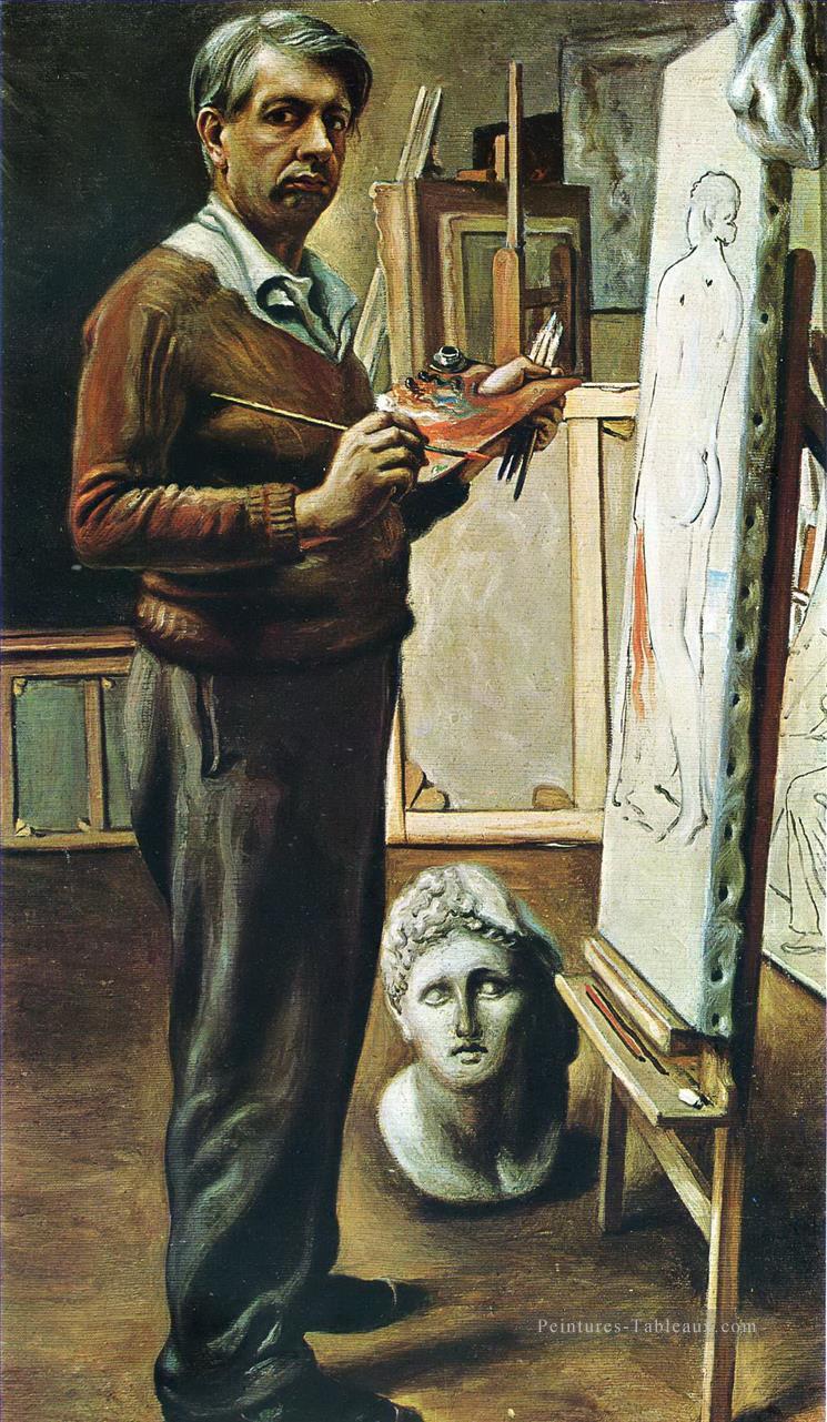 Autoportrait dans le Studio 1935 Giorgio de Chirico surréalisme métaphysique Peintures à l'huile